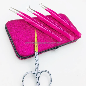 Nouvel ensemble professionnel de pinces à extensions de cils en acier inoxydable durable, ciseaux anti-magnétiques et antistatiques, marque privée - Product Image 4