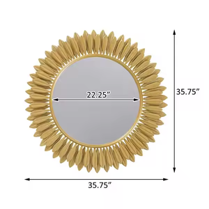 Round Shaped Shaped with Metal Framed <b>Wall</b> <b>Mirror</b> Metal Frame Design <b>Art</b> Home Decor Carefully Packed - Product Image 4