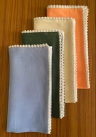 Serviettes en tissu de lin pur faites à la main avec pompon dentelle mélange et match décor de table pour les mariages fêtes anniversaires pendaison de crémaillère pique-niques