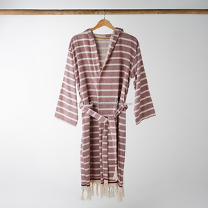 Albornoz unisex XL de algodón y lino tejido de secado rápido y transpirable sólido todo el año ropa de dormir Salón-hecho en Turquía ODM suministrado - Product Image 4