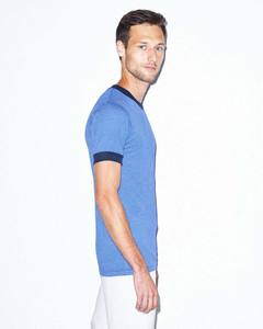 Sonnerie T-shirts Slim Fit Hommes Coton Lourd À Base D'eau Imprimé Sonnerie T-shirts 50/50 Crewneck Ringer T-shirt - Product Image 4