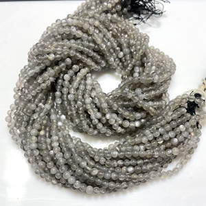 Cuentas de piedra lunar gris suave, cuentas de piedras preciosas naturales, cuentas lisas pequeñas, hebra de 14 pulgadas de largo, taladro Vertical de 2,75-3MM para - Product Image 4