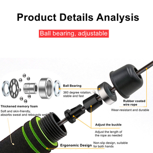 Cuerdas de saltar ajustables para fitness con logotipo personalizado para hombres y mujeres, Base de madera de mango largo Unisex para gimnasio, entrenamiento en casa, uso Regular - Product Image 2