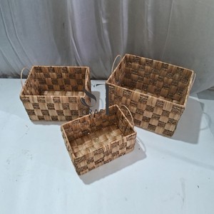 Cesta de almacenamiento de ratán ecológica hecha a mano con tapa organizador de jacinto de agua natural de Vietnam para cocina o uso doméstico - Product Image 6