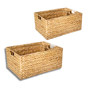 Juego de cesta de jacinto de agua de ratán de algas marinas con marco de metal, artesanías vietnamitas duraderas y ecológicas - Product Image 1