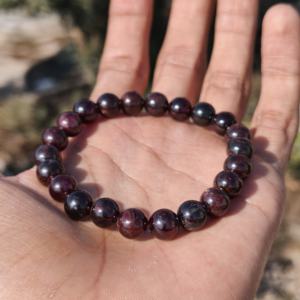 Red Garnet Adjustable <b>Bracelet</b> 8mm Round Smooth Beads Natural Gemstone Handmade Luxury 925 <b>Silver</b> Women's Jewelry Gift - Product Image 2