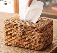 Boîte à mouchoirs et support en rotin tressé à la main, classique, écologique, avec design et taille personnalisables, organisateur de décoration intérieure naturel