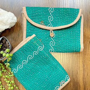 กระเป๋าสตางค์แบบมินิมอลกระเป๋าใส่เหรียญทำจากผ้าฝ้ายแบบมีซิปปิดสองชั้นทำด้วยมือ - Product Image 1