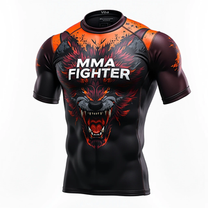 Anti UV secado rápido Premium personalizado BJJ Rash Guards impresión Digital estiramiento duradero transpirable 100% poliéster entrenamiento MMA - Product Image 5