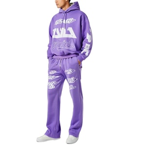 Ensemble de survêtement pour homme de haute qualité, taille grande, ample, imprimé bouffant, pantalon évasé vintage, manches longues - Product Image 1