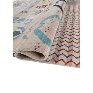 Tapis géométrique noué à la main Freedom Manchaha en laine et soie de bambou, épaisseur 10 mm, forme rectangulaire pour salon et couloir - Les-8051 Gris Noir - Product Image 2