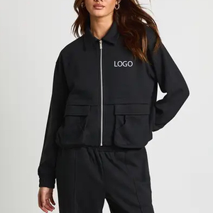 Sweat-shirt pour femmes avec fermeture éclair pour les acheteurs en gros, avec poches cargo et logo personnalisable, manches longues, service OEM - Product Image 1