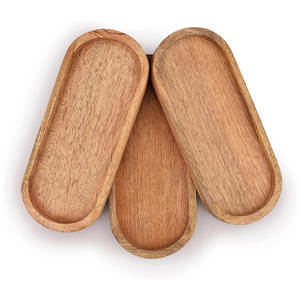 ถาดไม้ทรงรีถาดไม้งานฝีมือธรรมชาติสำหรับเสิร์ฟชาและกาแฟ - Product Image 2