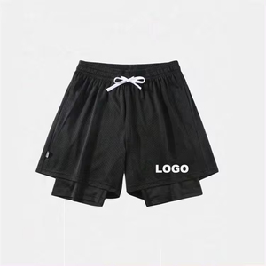OEM Custom Blank Polyester Workout Running Athletic Sweat Gym Basketball Double <b>Layer</b> Mesh Shorts for Men Custom Made Short - Product Image 1