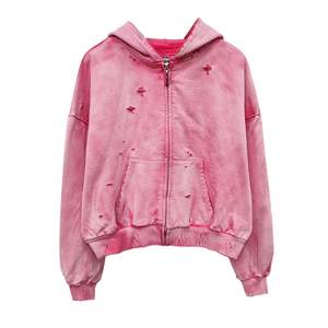 Ripped Distressed Vintage Sun Faded Heavyweight 500GSM Algodón Drop Shoulder Oversized Customized Streetwear Hoodies - Product Image 3