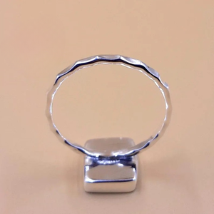 Wholesale DIY Jewelry Supplies 925 Sterling Silver 5x7mm Hammered Band Blank Bezel Cup Ring Setting Cabochon Handmade Jewelry - Product Image 5