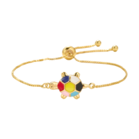 Bracciale con ciondoli a forma di tartaruga smaltati personalizzabili, base in ottone placcato oro 18k, catena a maglia box, bracciali rigidi per donne e bambini