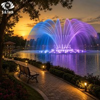 Fontaine musicale grand format Water Crown pour parc public urbain avec jets d'eau dynamiques et contrôle intelligent