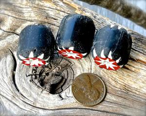 Wholesale Bulk <b>Large</b> Black Chevron Lampwork Glass <b>Beads</b> Matte Finish for Creative Jewelry Making & Crafting Designs - Product Image 4