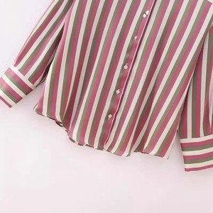 Autumn New Women's Fashion Long Sleeve Single-Breasted <b>Striped</b> Loose-Fit Casual Shirt Regular Length with <b>Tank</b> Style - Product Image 4