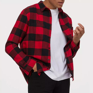 Camisa a cuadros para hombre, chaqueta de franela de tweed, camisa con dos bolsillos de parche - Product Image 2