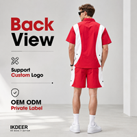 Ensemble court décontracté d'été IKDEER avec logo personnalisé, nouveau design, sérigraphié, deux pièces, short et t-shirt, contraste de couleurs, nylon