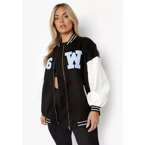 Wholesale Custom Winter Long Sleeve Baseball Breathable Fish Leather Varsity <b>Jacket</b> Cotton Lining Professional Quality Women's - Product Image 5