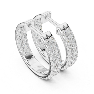 Pendientes de Oro Amarillo de 14K con Diamantes Redondos para Mujer |   Regalo de Aniversario, Lujoso, Certificado, Nupcial, Boda, Elegante, Fino - Product Image 4