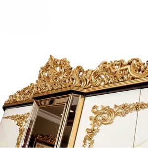 Commode en acajou de style moderne de luxe, armoire sculptée à la main avec des accents dorés, meubles de rangement pour la chambre à coucher - Product Image 2