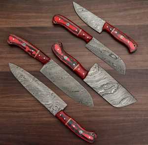 5 pièces manche en palissandre ensemble de couteaux de Chef en acier inoxydable couteaux de cuisine professionnels Logo personnalisé écologique artisanat en acier - Product Image 6