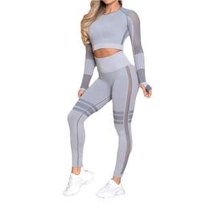 OEM ODM Mujeres Yoga Set Sujetador deportivo transpirable de secado rápido con mallas Gimnasio Entrenamiento Ropa de fitness Proveedor - Product Image 6