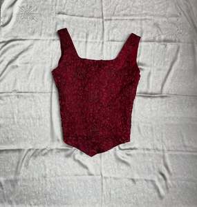 Vintage Style Red Satin <b>Underbust</b> <b>Corset</b> Quality Best Breathable Adjustable Lacing Beautiful Thread Work Wholesale - Product Image 2