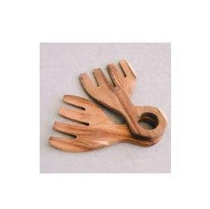 Main de salade en bois naturel bambou fait à la main cuillère à salade serveurs couverts mains pour salade de cuisine - Product Image 1