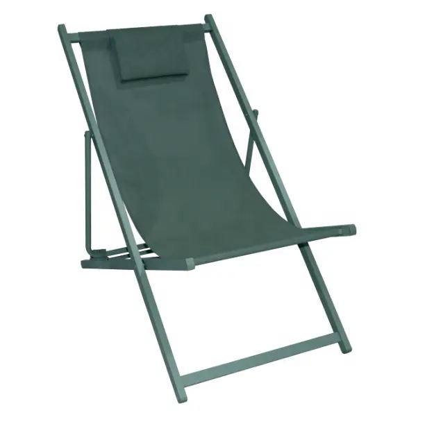 야외 수영장 정원 태양 금속 알루미늄 접이식 슬링 성인 비치 데크 의자 갑판 의자 베개