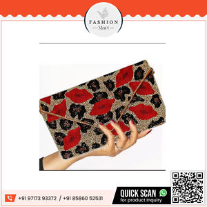 Handmade Beautiful Lips Beaded Crossbody <b>Bag</b> <b>for</b> Ladies <b>White</b> & Black Evening Shoulder <b>Bag</b> - Product Image 2