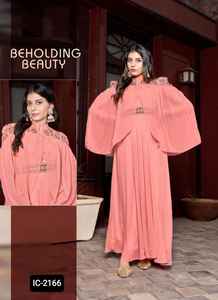 Indian Ethnic Designer Georgette Long Gowns <b>for</b> <b>Women</b> Full Flair with Heavy Handwork Ready-Made <b>Kurtis</b> in Full Sizes - Product Image 3