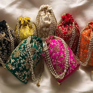 Embroidered Purse Potli <b>Bag</b>, Clutch Indian Wedding, Haldi Mehendi Sangeet Gift, Party <b>Bag</b>, Favor <b>Bag</b>, Cases, Make up Gift <b>Bag</b> - Product Image 1