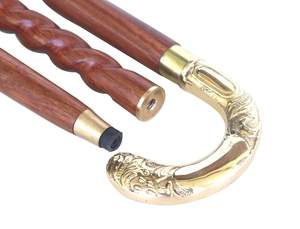 ไม้เท้าเดินไม้แบบพับได้สไตล์วิคตอเรียนด้ามจับทองเหลืองสีทองเหมาะสำหรับเป็นของขวัญวันครบรอบแต่งงาน - Product Image 6