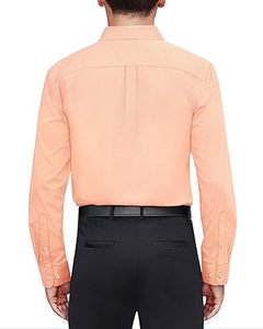 Camisa de Vestir de Manga Larga para Hombre, Color Sólido, 100% Algodón, Cómoda, Formal, de Negocios, Corte Regular, para Trabajo y Oficina, Transpirable - Product Image 2