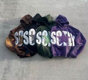 Survêtement de haute qualité pour homme, nouveau style, broderie usée, survêtement délavé à l'acide, streetwear lourd, 100% coton - Product Image 3