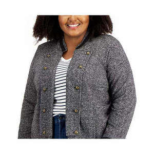 Giacca da donna Tommy Hilfiger taglie forti color antracite 3X, modello doppiopetto aperto sul davanti - Product Image 2