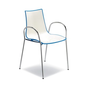 Stackable Two-Tone Polymer <b>Armchair</b> with Chrome or Anthracite Metal Frame for Restaurant Cafe Bar Hotel Dining - Product Image 2