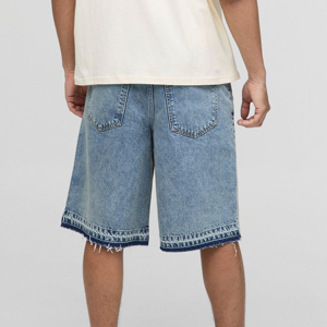 Shorts en jean décontractés pour hommes, patchwork, haute qualité, respirant, coton écologique, extensible, vêtements de rue d'été - Product Image 6