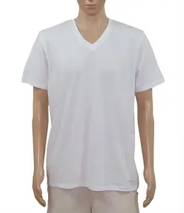 통기성 남성 면 티셔츠 여름 수출 품질 남성용 브이넥 티셔츠 화이트 티셔츠