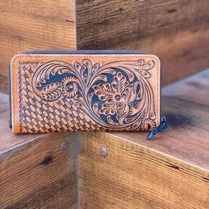 Cartera de cuero artesanal para mujer, cartera de mano de cuero occidental, Cartera de cuero cosida a mano, regalo para ella - Product Image 2