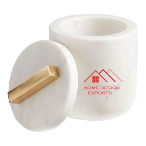 Los mejores accesorios de cocina de tendencia de almacenamiento Recipiente de mármol blanco con tapa de metal para alimentos y especias - Product Image 4