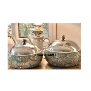 ชุดอุ่นอาหารโลหะดีไซน์ใหม่ล่าสุดหม้อปรุงอาหารแฮนด์เมด2ชิ้นดีไซน์เนอร์เครื่องครัวโลหะหรูหราดีไซน์ - Product Image 6