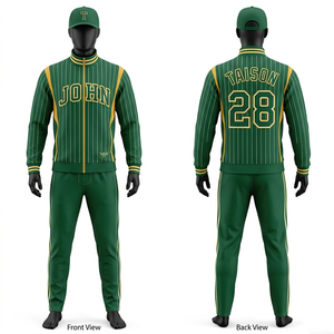 Premium 300 GSM Interlock Polyester Men Baseball Training Suit <b>Pink</b> Gold Contrast Panel <b>Tracksuit</b> Heat Transfer Logo - Product Image 4