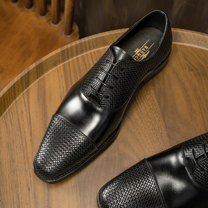 Zapatos Oxford Formales con Cordones para Hombre, Diseño de Bloques de Color, Calzado de Vestir Negro para Oficina, Bodas y Padrinos de Boda - Product Image 3