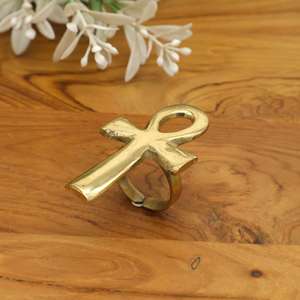 Gold Ankh <b>Ring</b> Egyptian Symbol <b>Statement</b> Spiritual Jewelry Ancient Egypt Bohemian gift. - Product Image 3